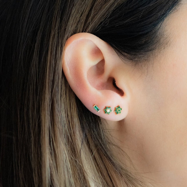 Dainty Flower Green Shaped Stud Earrings