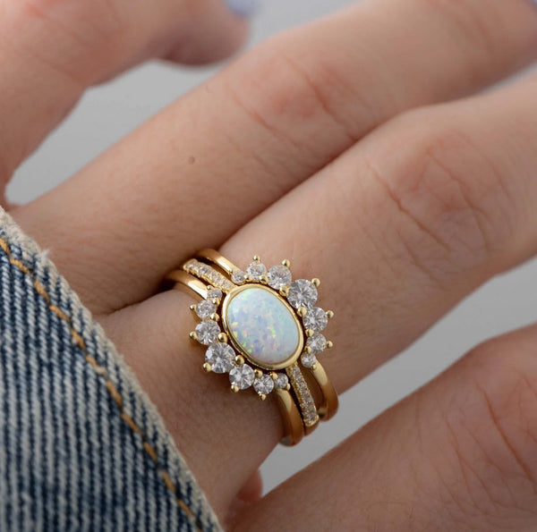 Dainty Opal Stacking Ring