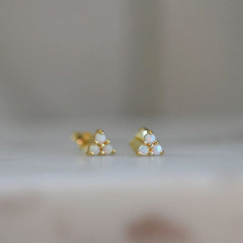 White Opal Stud Earrings
